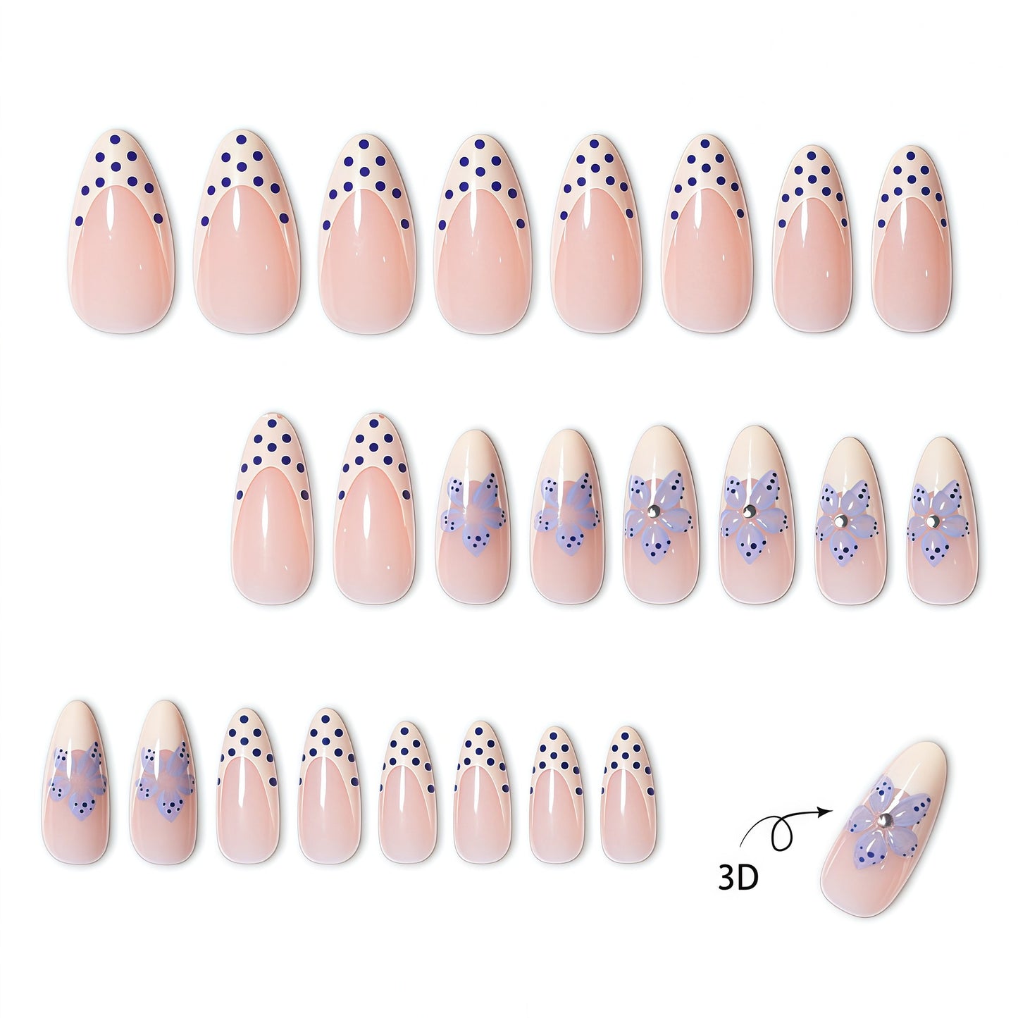 Floral Accent Spitzen Nagelverlängerungen Brehn