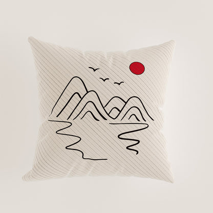 Decorative Square Linen-Texture Abstract Sketch Throw Pillow Cover