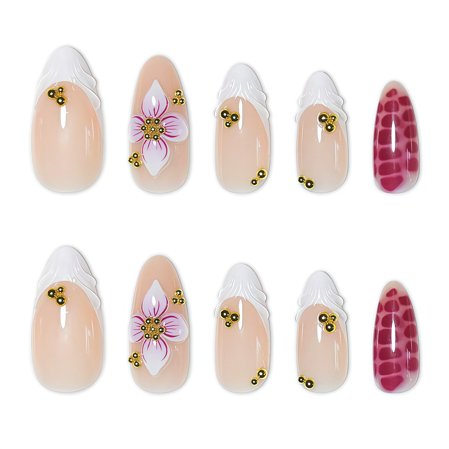 Elegante florale Nagelkunstverlängerungen Brehn