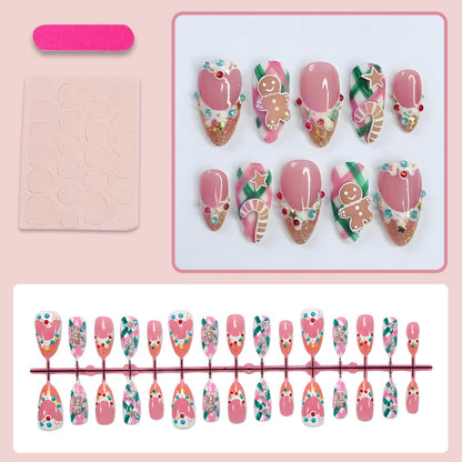 Kunstnagelset mit festlichen Weihnachtsmotiven und Glitzerakzenten Brehn