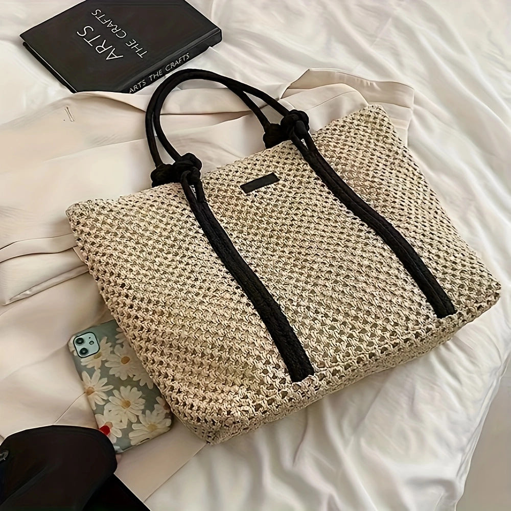 Strandtasche Aus Handgewebtem Naturmaterial mit Robusten Griffen Brehn