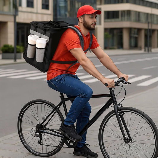 Damen Isolierte Pizza-Liefertasche mit Getränkehaltern und Reflektoren Brehn