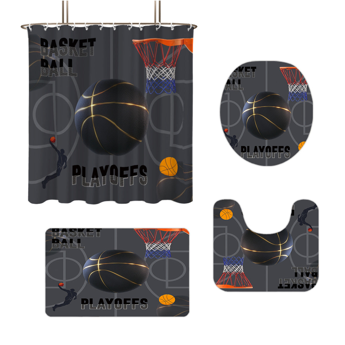 Hochauflösendes Basketball-Themen Badezimmer-Dekor Set Brehn