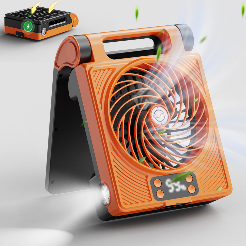 Unisex nan tragbarer faltbarer Akku-Ventilator mit LED-Taschenlampe und Solar-Ladefunktion Brehn