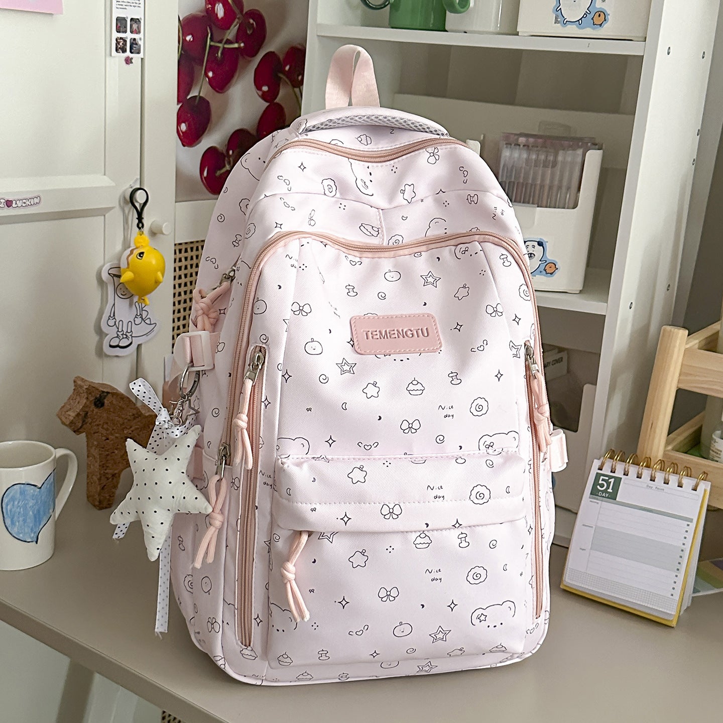 Lässiger bedruckter Schulrucksack
