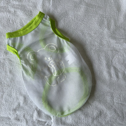 Leichtes atmungsaktives Mesh-Hundeshirt mit reflektierendem Bärenaufdruck und Kontrastbesatz
