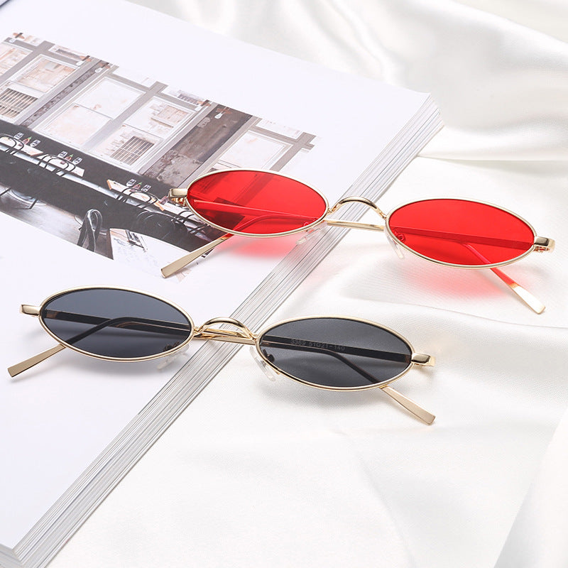 Damen elegante Sonnenbrille im ovalen Metallrahmen Brehn