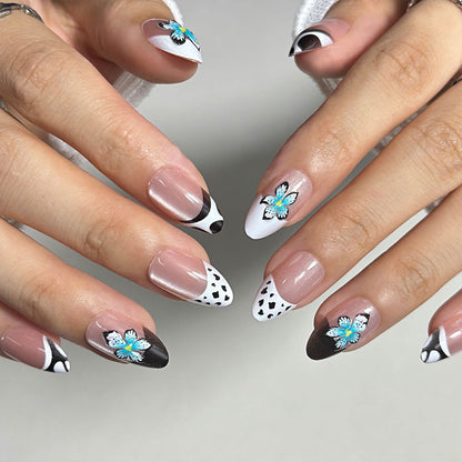 Künstlerisches Blumen Press-On Nagelset Brehn