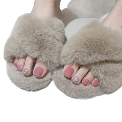 Plüsch-Faux-Fur-Slide-Pantoffeln Brehn