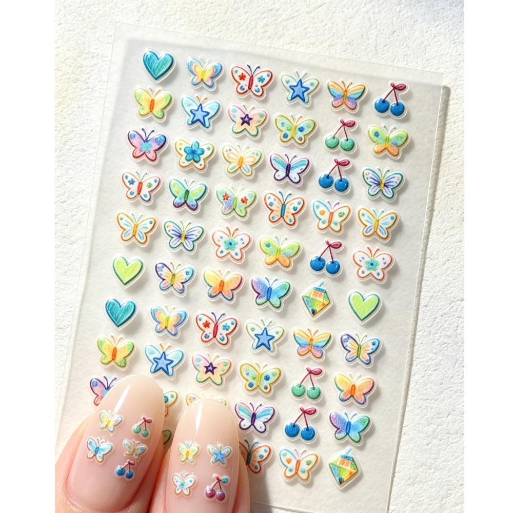Bunte Schmetterling Nagelkunst Aufkleber