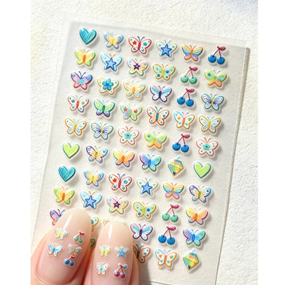 Bunte Schmetterling Nagelkunst Aufkleber