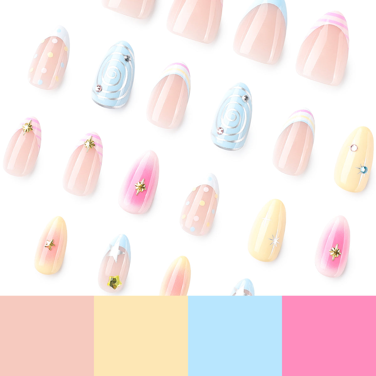 Kunstvolle Nagelkunst mit bunten Designs Brehn