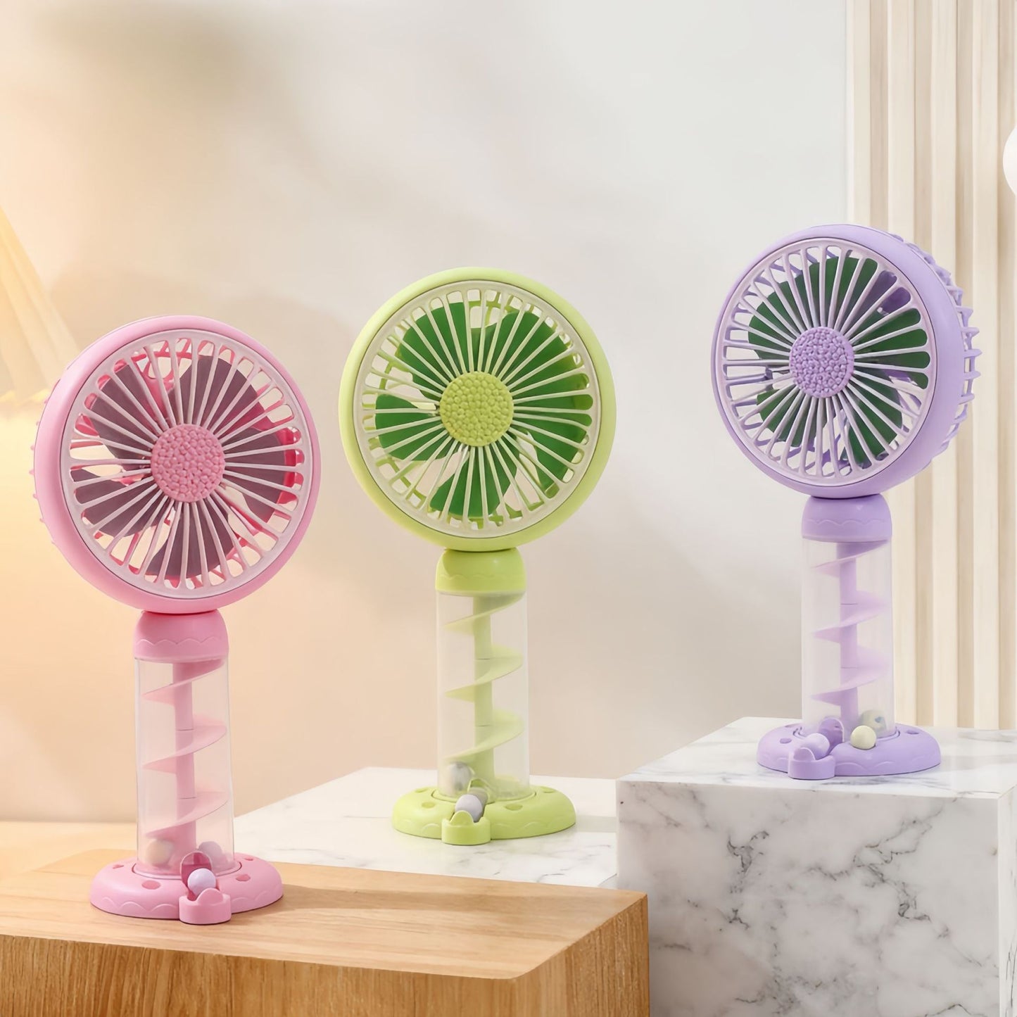 Damen Tragbarer Mini-USB-Ventilator mit kreativem Spiraldesign Brehn