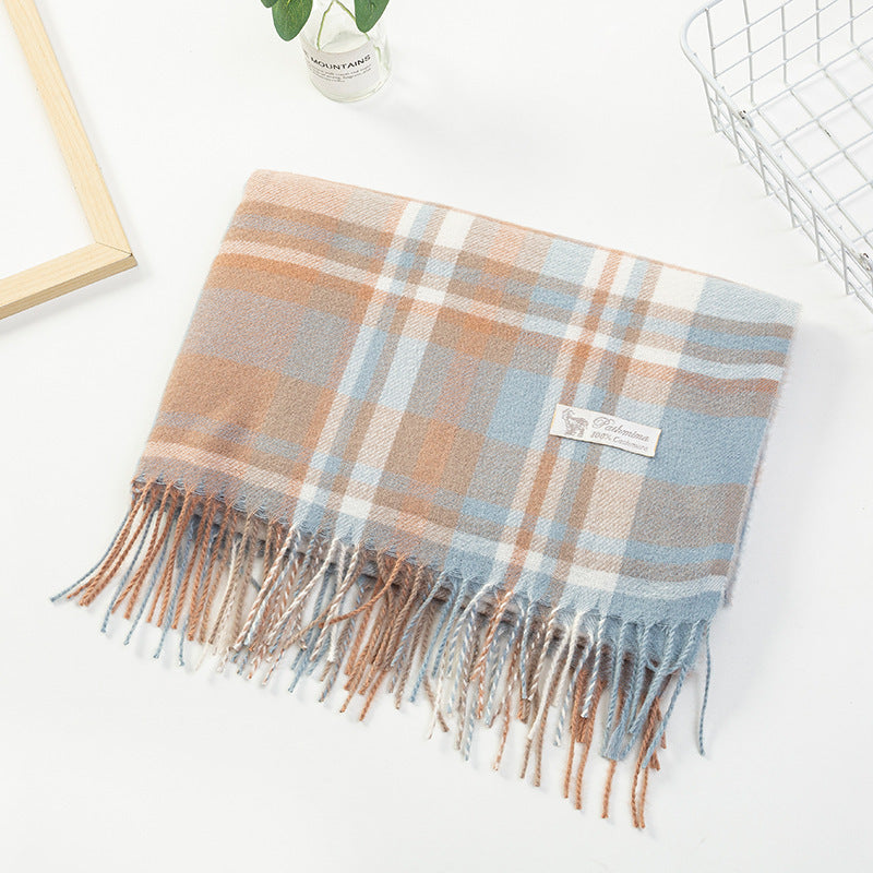 Damen Plaid-Fransen Schal aus weichem Material Brehn