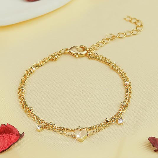 Elegante Herz Charme Kettenarmband Brehn