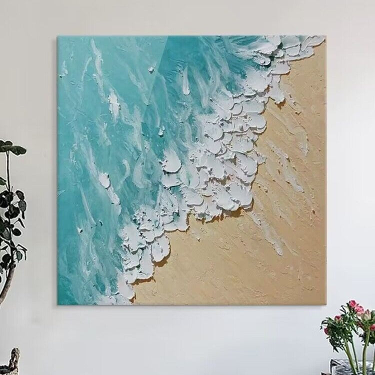 Ozean-inspirierte strukturierte Leinwandkunst