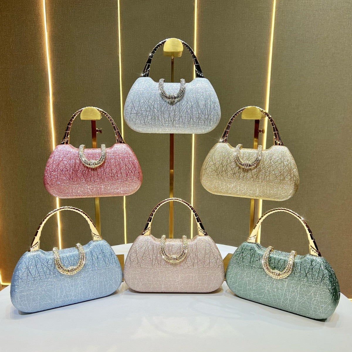 Rhinestone-Detail Abendhandtasche