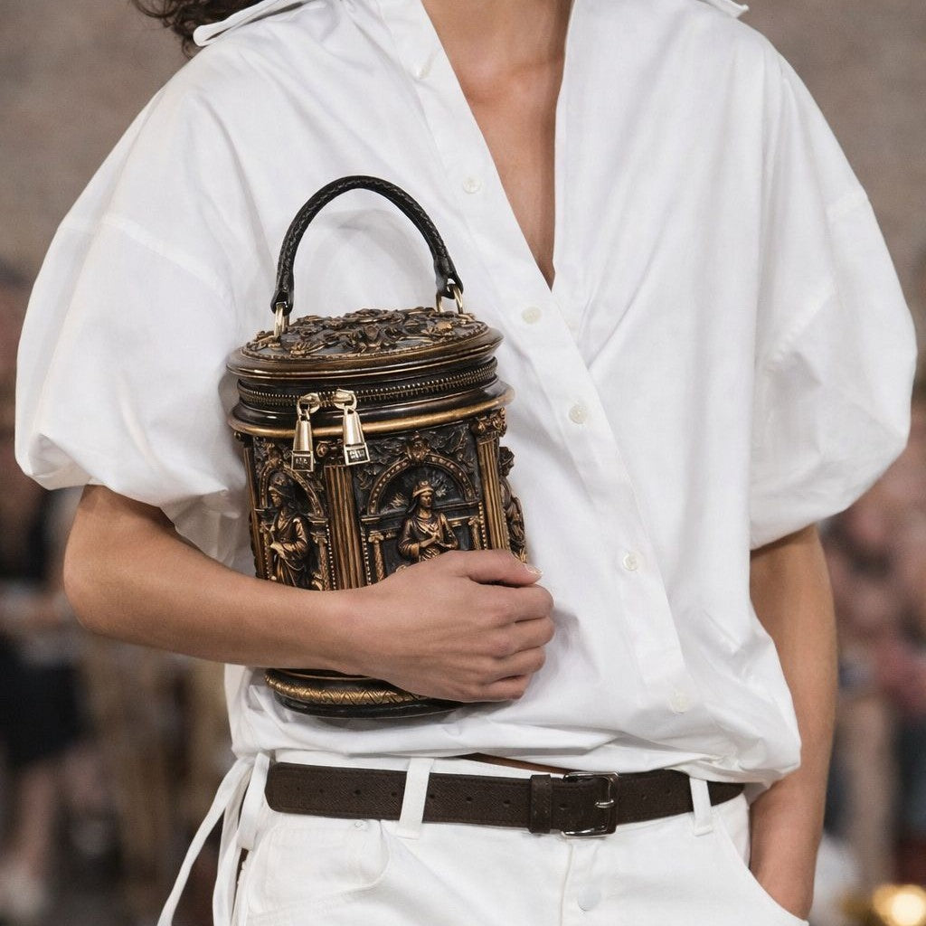 Skulpturaler Henkel-Eimer-Tasche