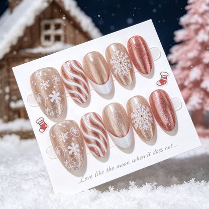 Festliches Schneeflocken-Design Press-On Nagelkunst Brehn