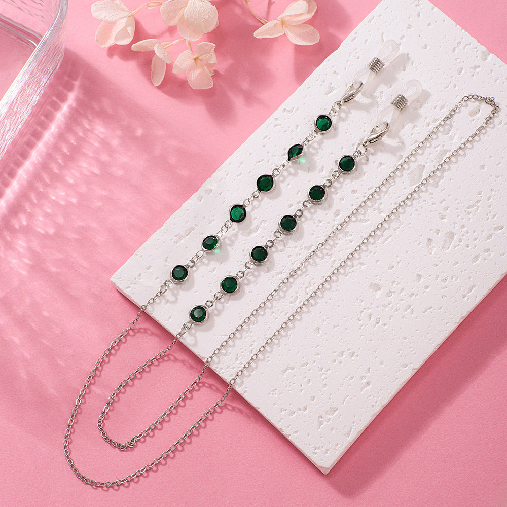 Stylischer Kristallketten-Brillenhalter Brehn