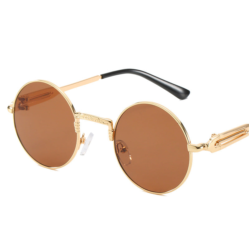 Damen runde modische Sonnenbrille mit feinem Metallgestell Brehn