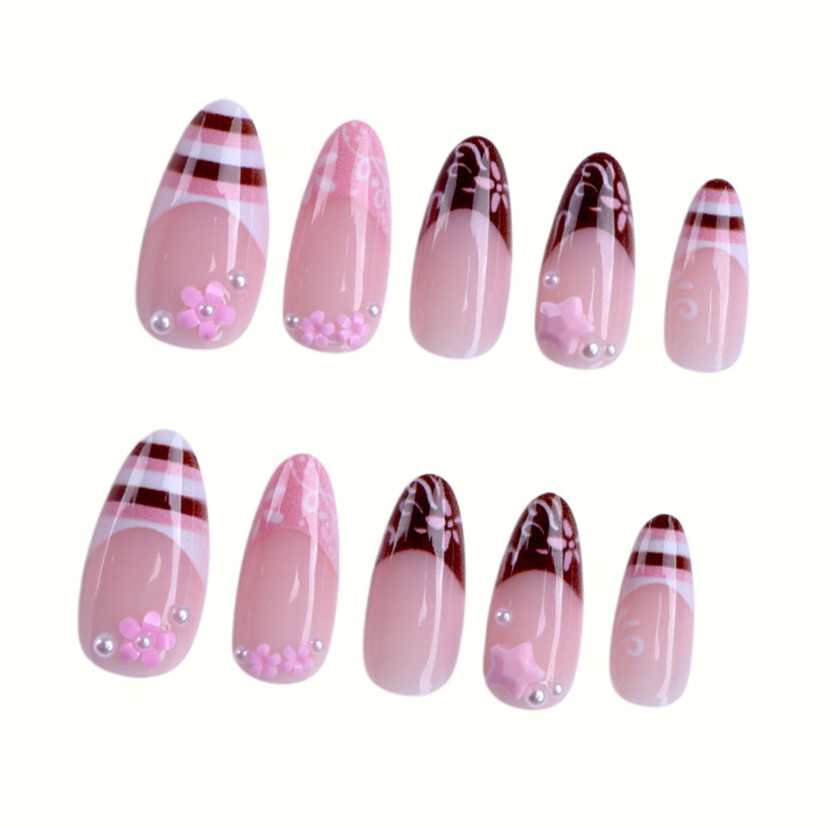 Künstlerische Florale Press-On Nagelverzierungen Brehn