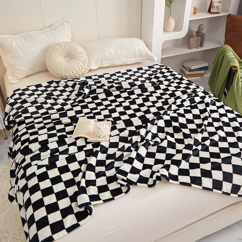Kariertes Fleece-Wurfdecke
