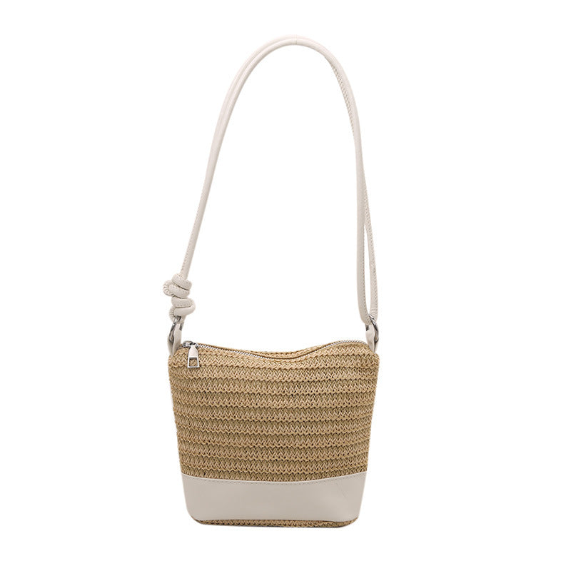 Woven Straw und Leder Umhängetasche Brehn
