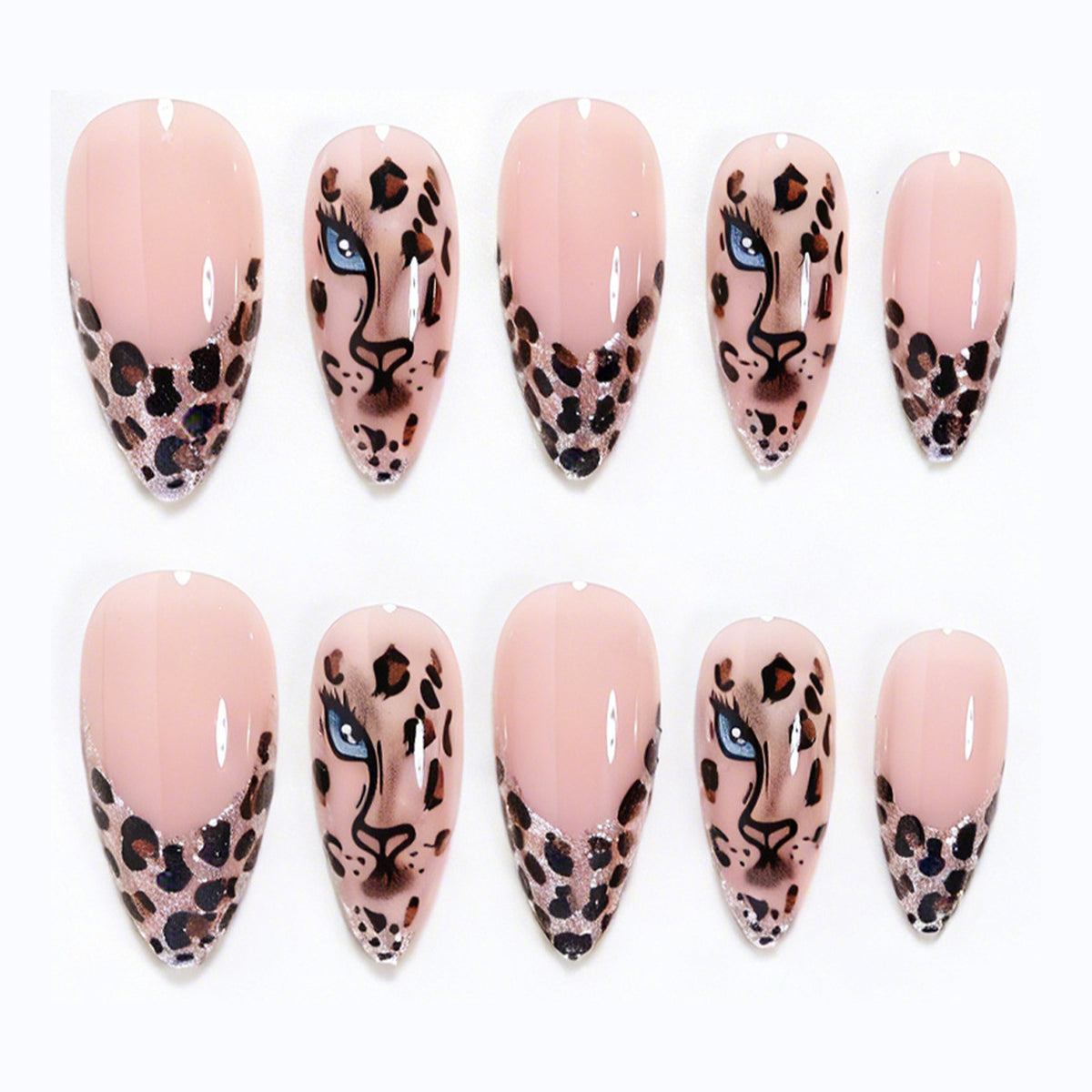 Künstlerische Leopard-Print Stiletto-Nagelkunst-Tipps Brehn