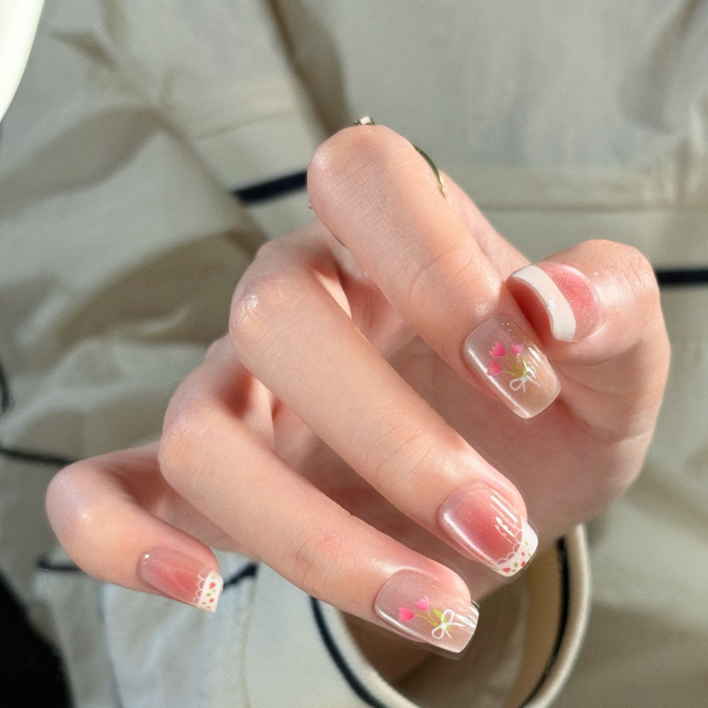 Glänzende Ombre Press-On Nagelverlängerungen Brehn