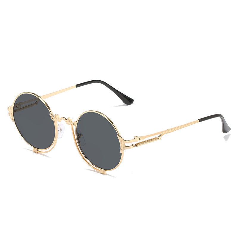 Damen stylische runde Metall-Sonnenbrille mit kunstvollem Designs Brehn