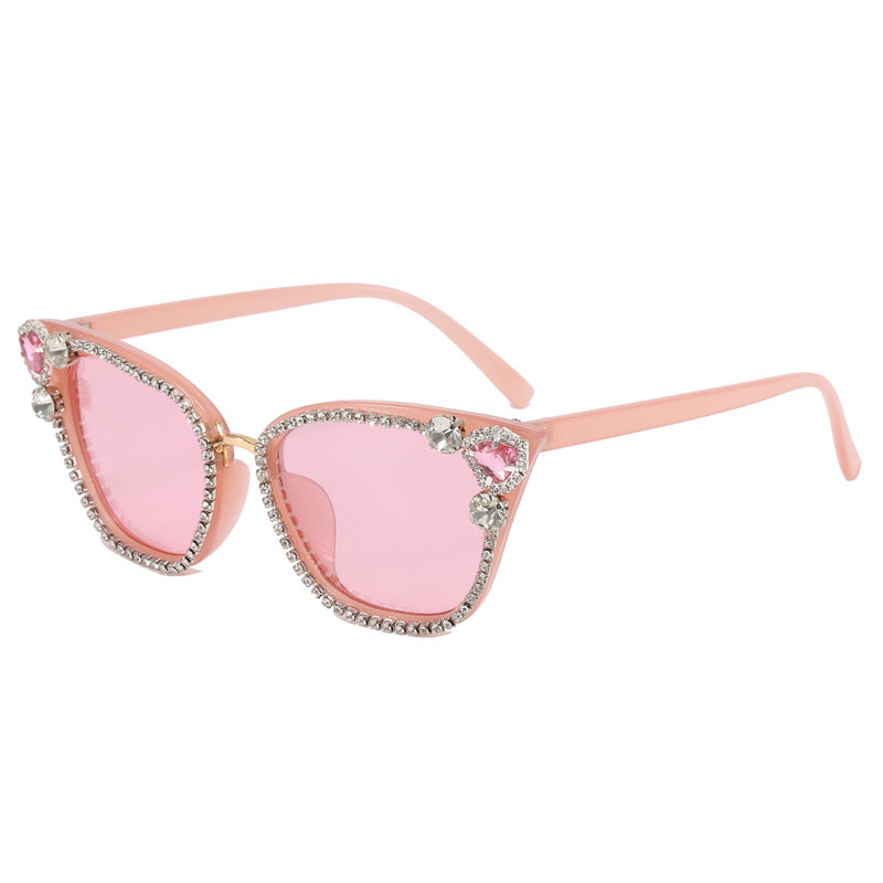 Damen Katzenaugen Sonnenbrille mit funkelnden Kristallverzierungen Brehn