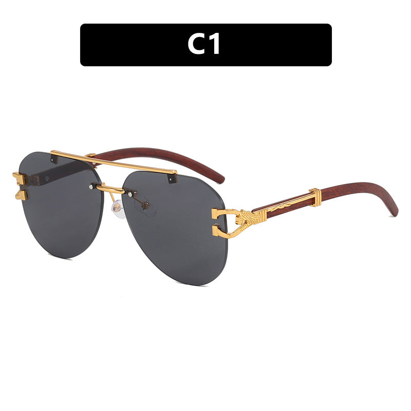 Damen modische Piloten-Sonnenbrille mit luxuriösen Metallakzenten und Holzdetails Brehn