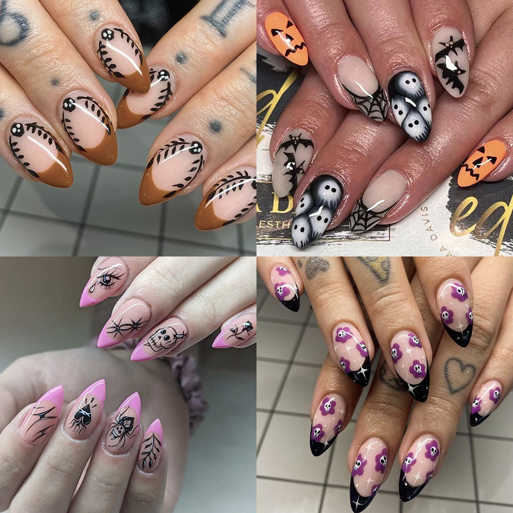 Spooktacular Halloween-Themen Press-On Nägel Brehn