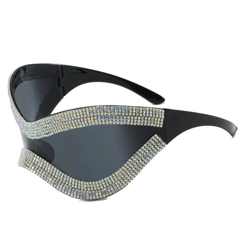 Damen glamouröse Sonnenbrille mit strassbesetztem Rahmen Brehn
