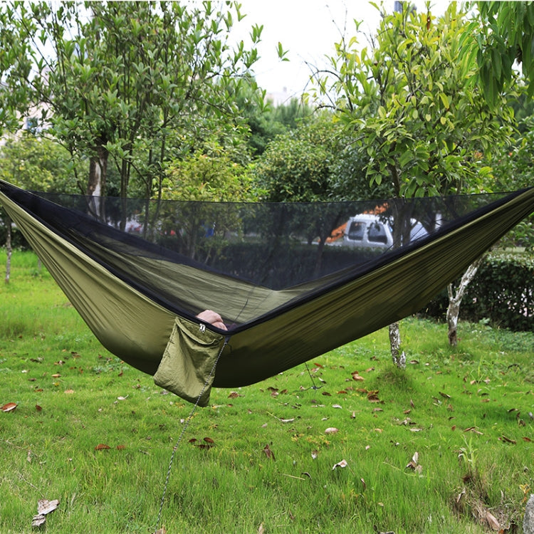 Brehn | Tragbare Outdoor-Hängematte mit Moskitonetzen (Armeegrün)