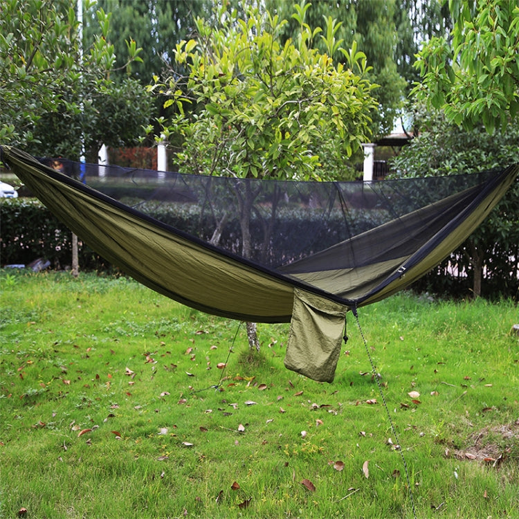 Brehn | Tragbare Outdoor-Hängematte mit Moskitonetzen (Armeegrün)