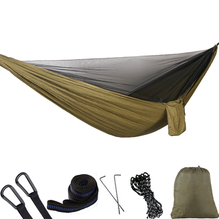 Brehn | Tragbare Outdoor-Hängematte mit Moskitonetzen (Armeegrün)