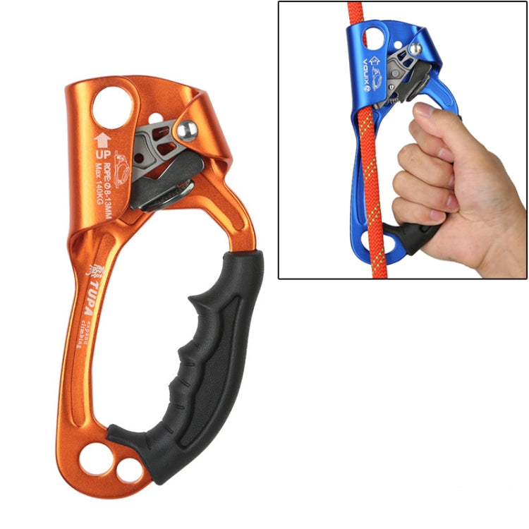 XINDA TP-8606 Outdoor-Kletter-Luftarbeit-Seilgreifer mit Absturzsicherung für Seile mit 8-12 mm Durchmesser, rechts (Orange)