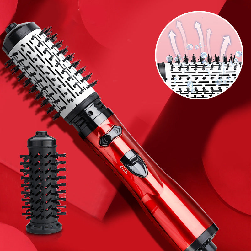 Brehn | Rotierende Haartrocknerbürste 2 in 1 mit Turmalin-Technologie – Rot-Schwarz