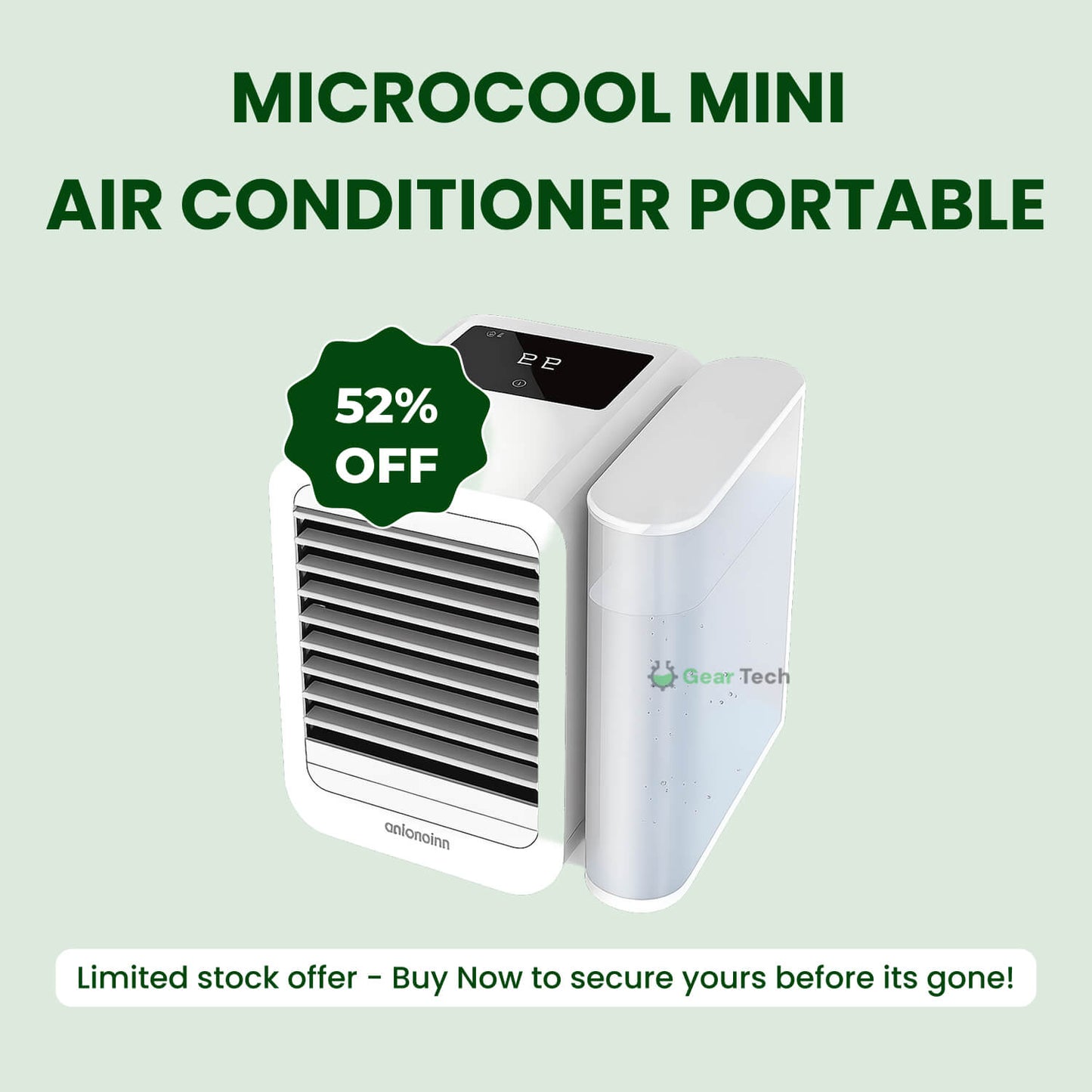 MicroCool Mini Klimaanlage Tragbarer Verdunstungsschwamm-Kühler mit 1000ml Wassertank | Brehn