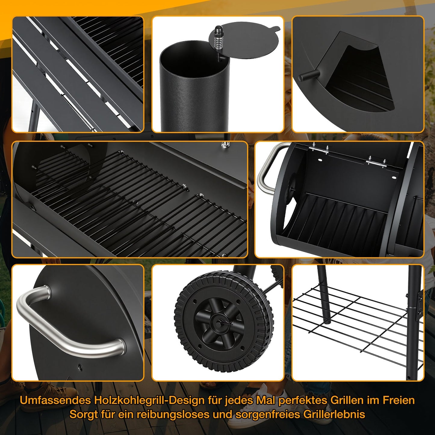 Offset Smoker Holzkohlegrill mit Seitenfeuerbox BBQ | Brehn