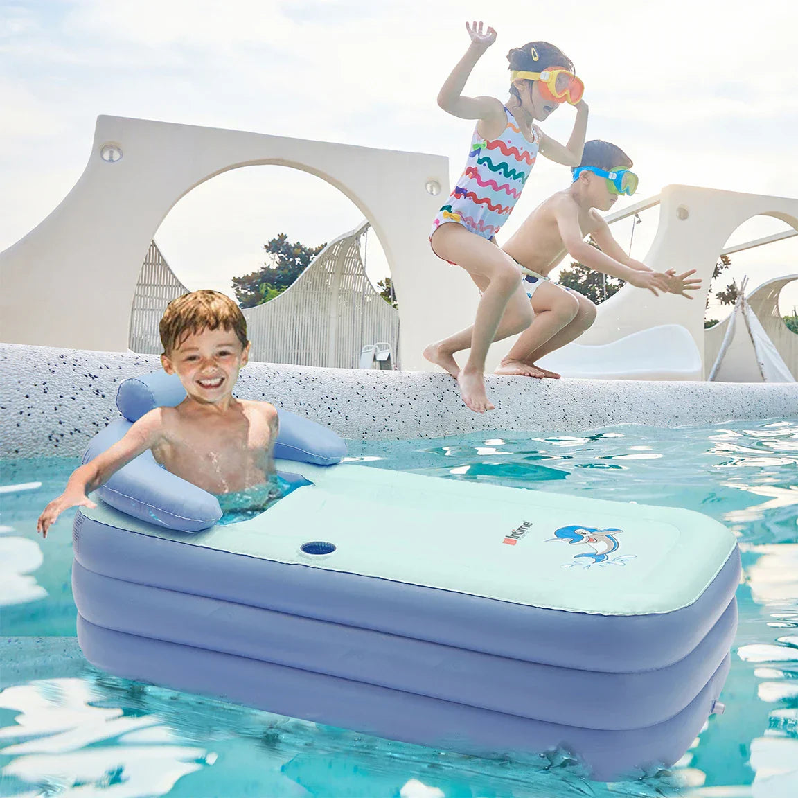Aufblasbare Babybadewanne mit Polsterunterstützung – Bequemer und sicherer Pool für Babys | Brehn
