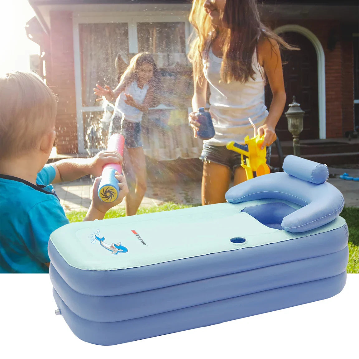 Aufblasbare Babybadewanne mit Polsterunterstützung – Bequemer und sicherer Pool für Babys | Brehn