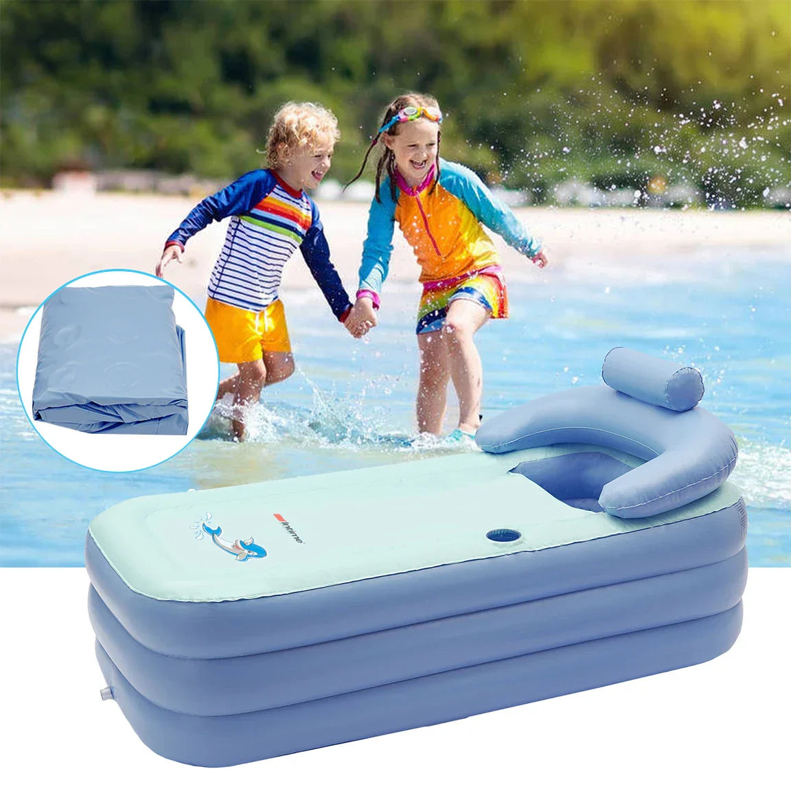 Aufblasbare Babybadewanne mit Polsterunterstützung – Bequemer und sicherer Pool für Babys | Brehn