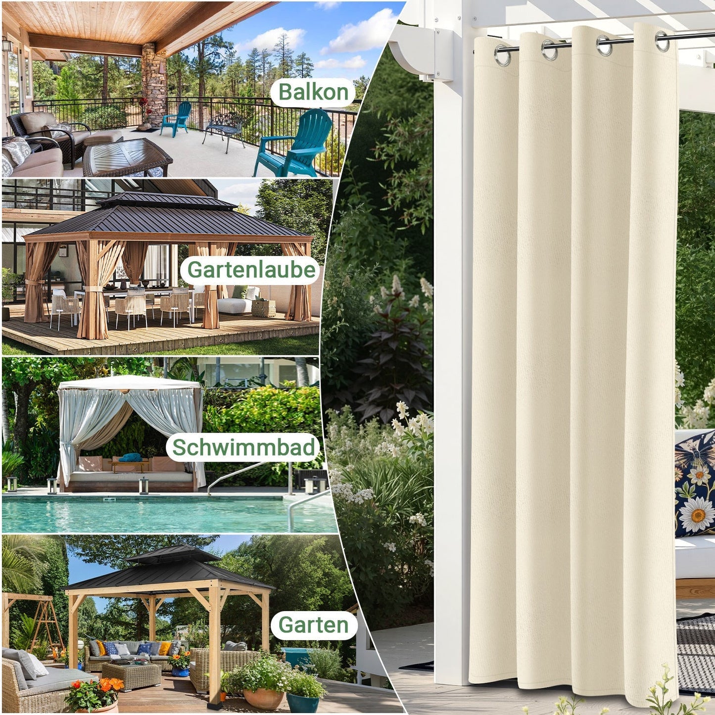 Outdoor Vorhang Wasserdicht mit Ösen | Brehn