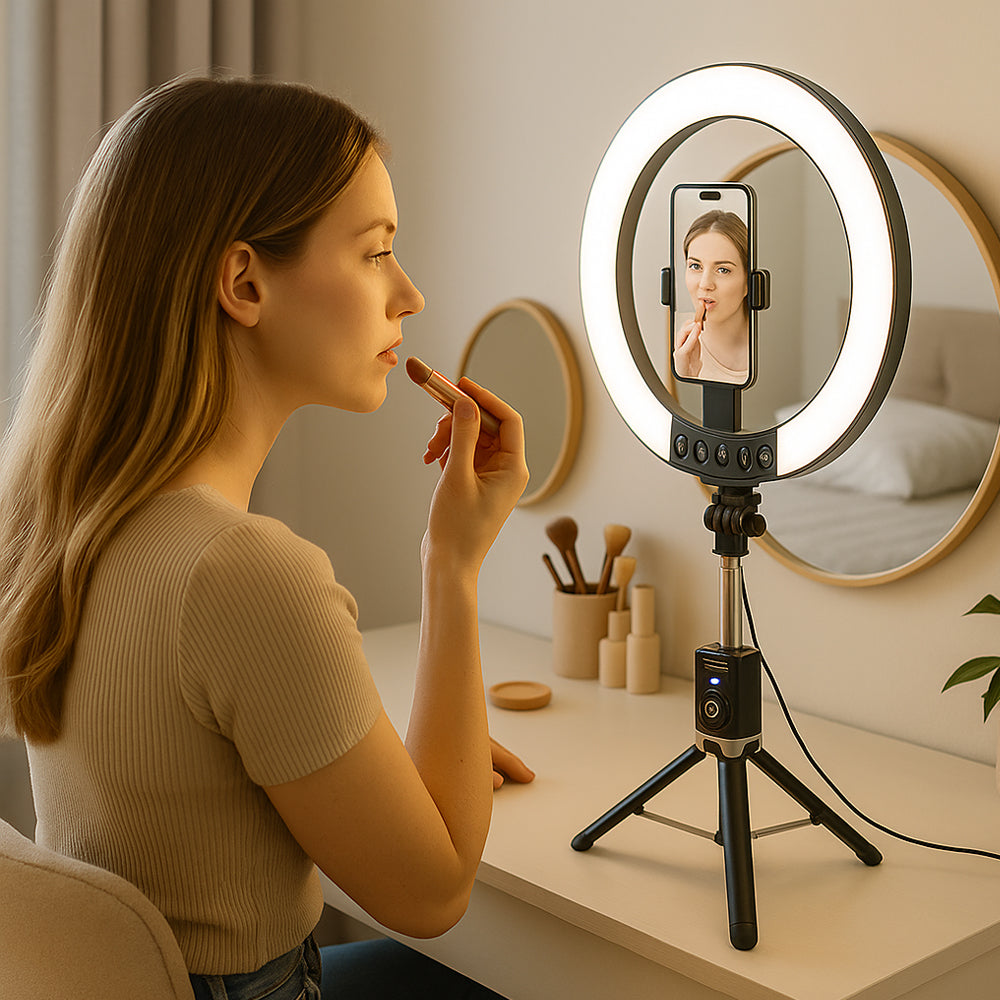 Ring Light mit Fernbedienung & Stativ – 3 Farbtemperaturen – P220-Q | Brehn