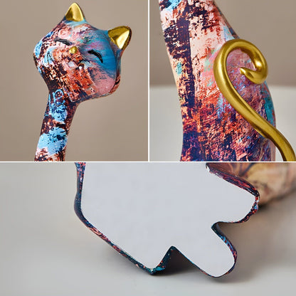 Sweet Lovers - Handgemalte Katzenpaar-Skulptur für ewige Zuneigung | Brehn