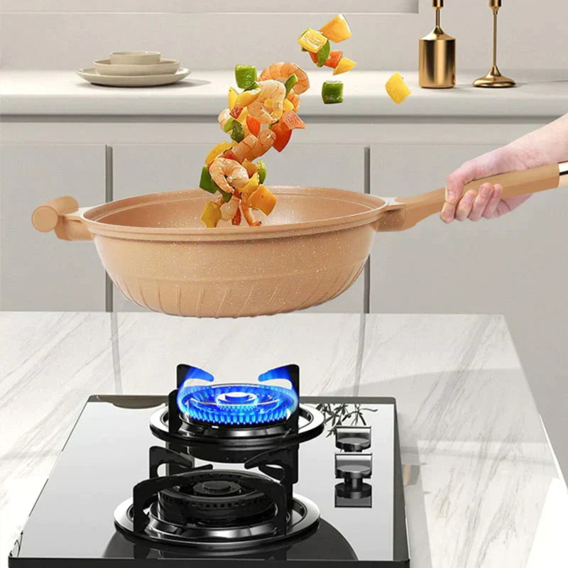 Brehn | Multifunktionale Wok-Pfanne mit Antihaftbeschichtung - CookFlex