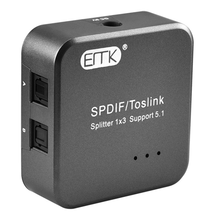 Brehn | EMK 1 Eingang 3 Ausgang Digitaler Optischer Audio SPDIF Toslink Splitter Adapter (Silber Grau)